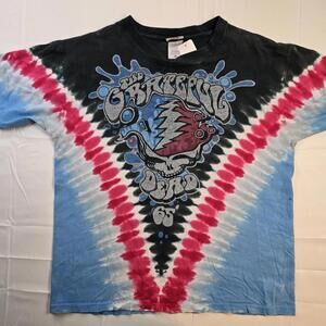 Vintage Grateful Dead Shirt Mens Medium Liquid Blue Tie Dye Band Rock Tour 90s
